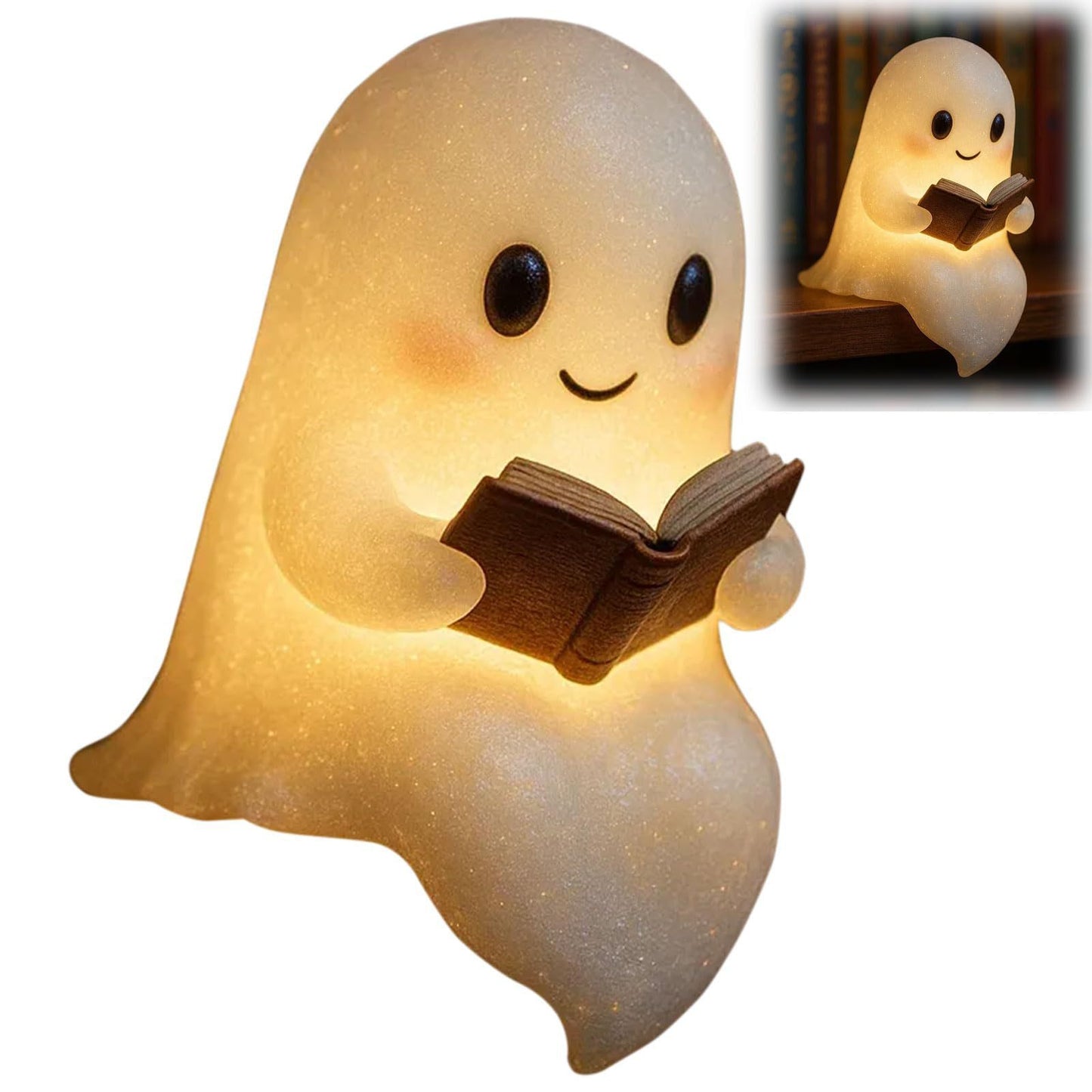 3D LED Ghost Night Light – Cute Resin Candlelight Lamp for Halloween & Home Décor