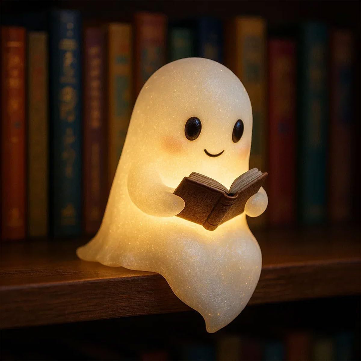 3D LED Ghost Night Light – Cute Resin Candlelight Lamp for Halloween & Home Décor