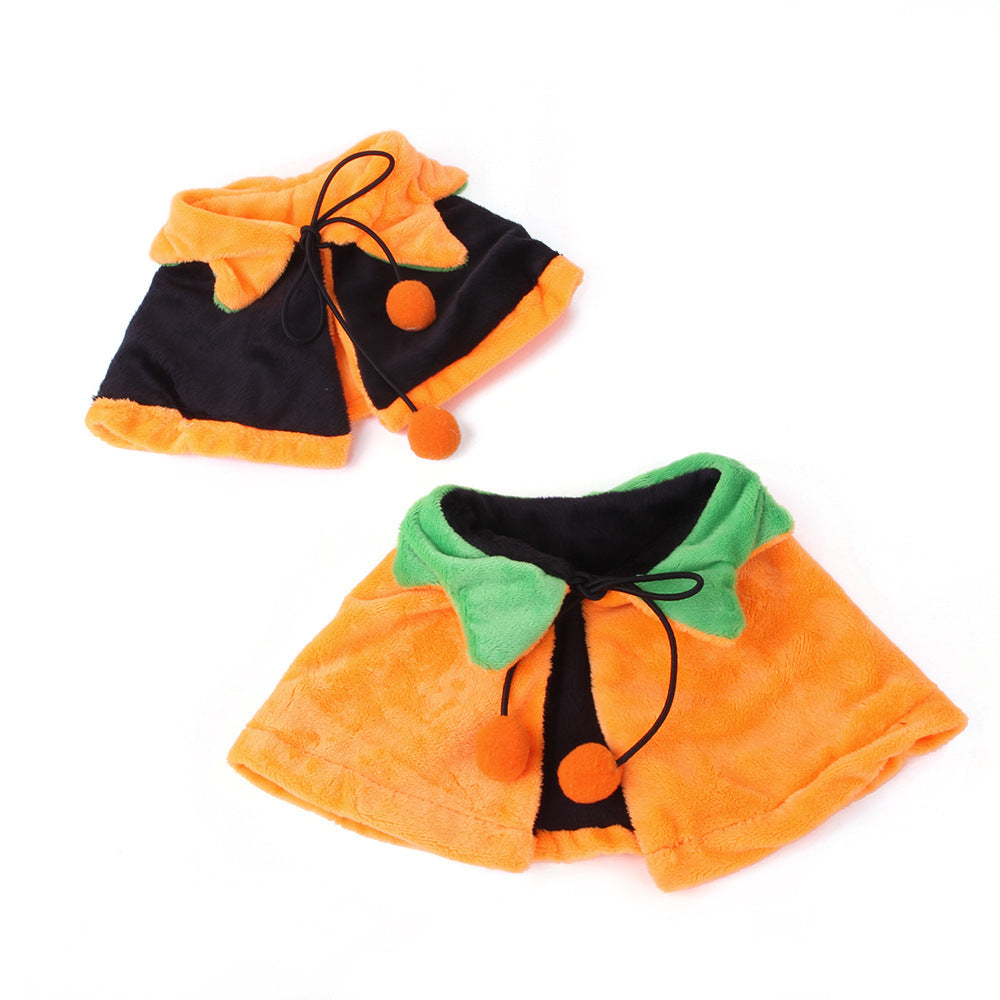 Halloween Pumpkin Pet Cloak & Cape Costume – Cloak or Cloak+Hat (S/M/L)