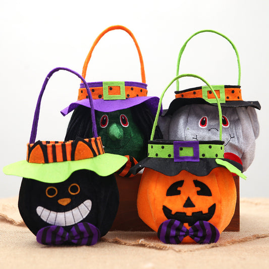 Halloween Cloth Candy Tote Bags – Pumpkin, Witch, Cat & Vampire Styles