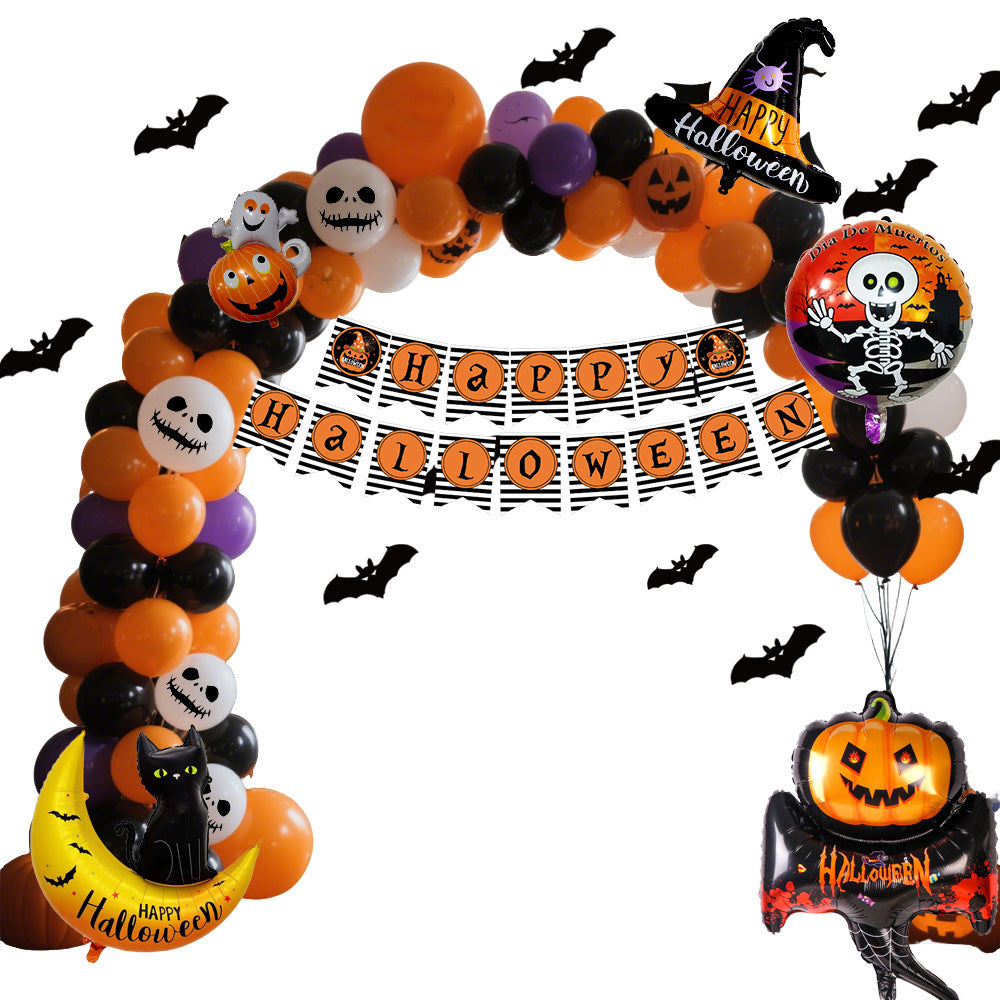 Halloween Balloon Set – Black, Orange & Purple Pumpkin Party Décor