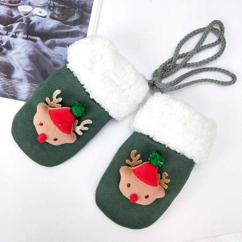 Plush Thickened Christmas Mittens – Unisex Winter Gloves (One Size)