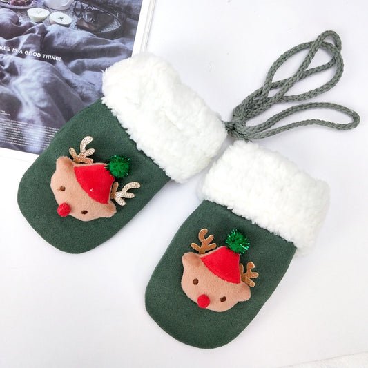 Plush Thickened Christmas Mittens – Unisex Winter Gloves (One Size)