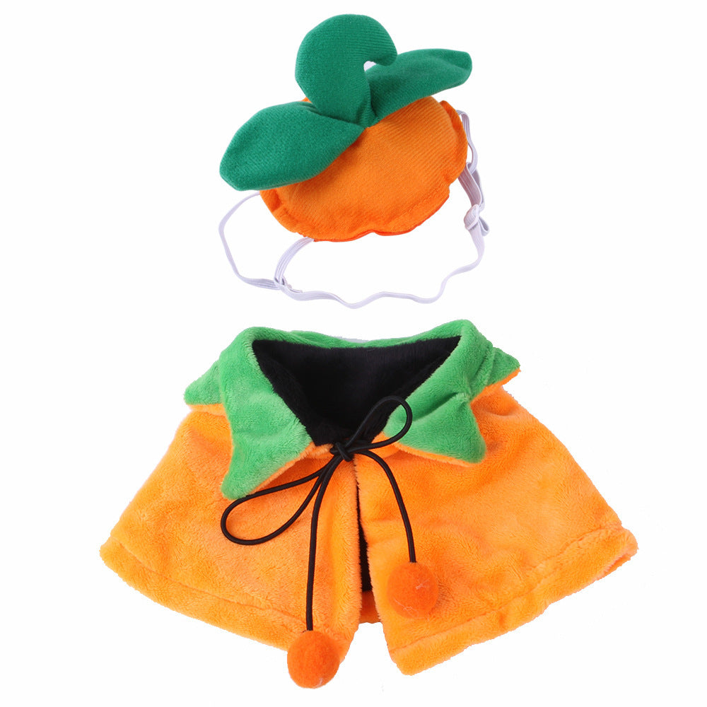 Halloween Pumpkin Pet Cloak & Cape Costume – Cloak or Cloak+Hat (S/M/L)