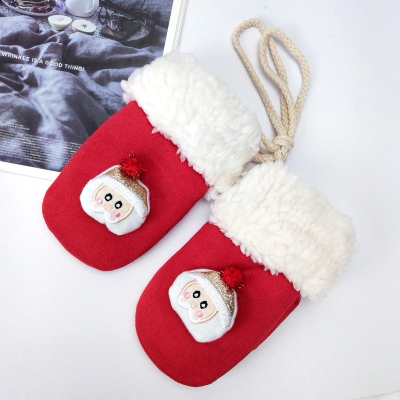 Plush Thickened Christmas Mittens – Unisex Winter Gloves (One Size)
