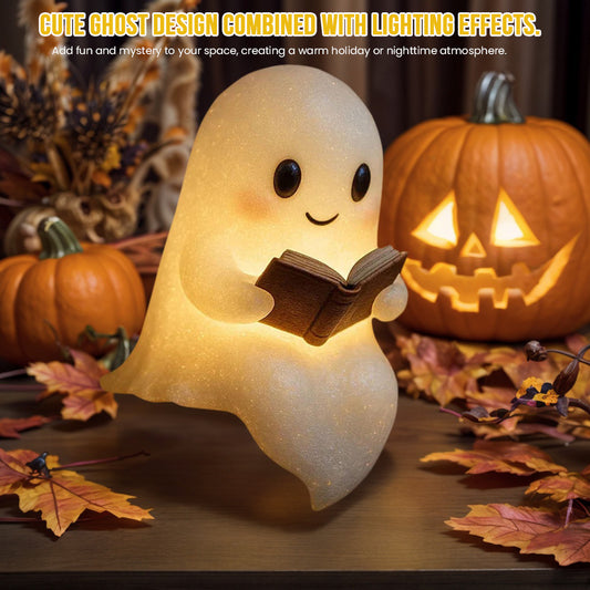 3D LED Ghost Night Light – Cute Resin Candlelight Lamp for Halloween & Home Décor