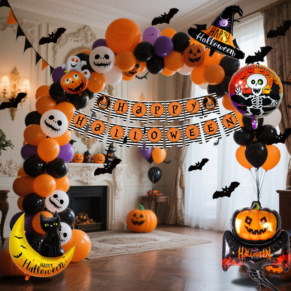 Halloween Balloon Set – Black, Orange & Purple Pumpkin Party Décor