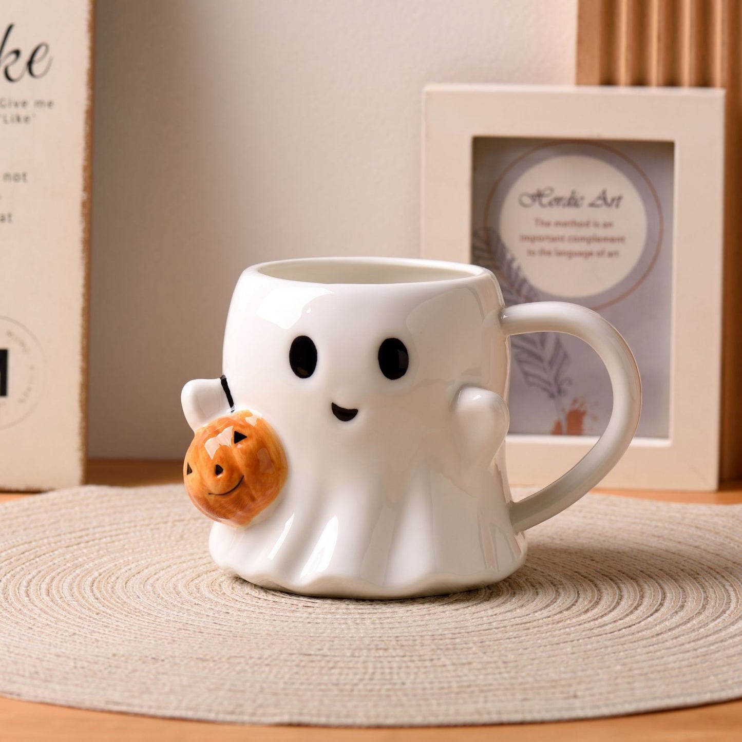 Halloween Pumpkin Ghost Cup – Ceramic Mug (600mL, Large Capacity)