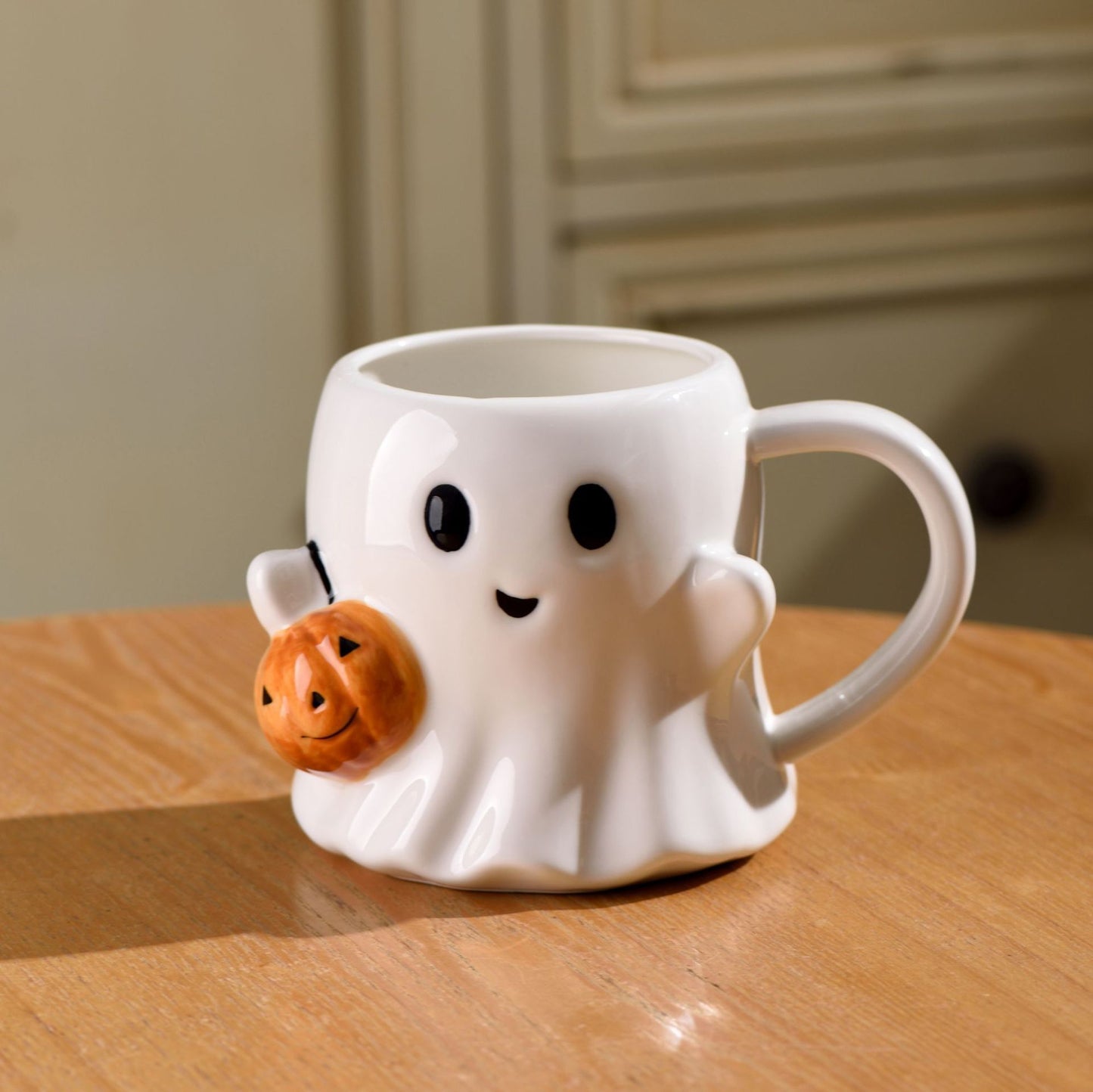 Halloween Pumpkin Ghost Cup – Ceramic Mug (600mL, Large Capacity)