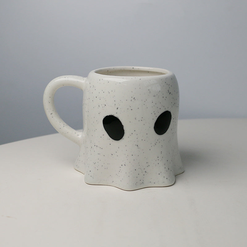Cartoon Ceramic Mug – Cute White Coffee Cup with Fun Eye Designs (301–400mL)