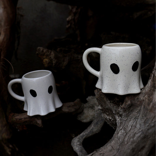 Cartoon Ceramic Mug – Cute White Coffee Cup with Fun Eye Designs (301–400mL)