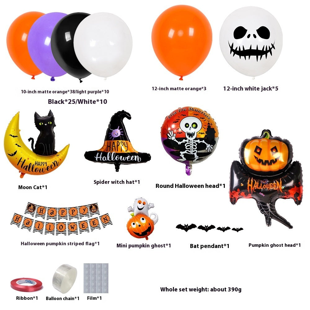 Halloween Balloon Set – Black, Orange & Purple Pumpkin Party Décor