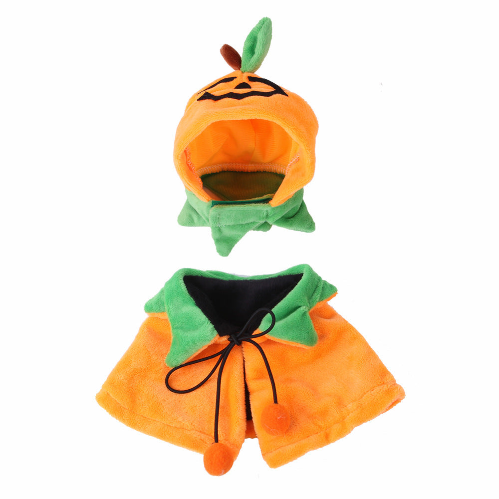 Halloween Pumpkin Pet Cloak & Cape Costume – Cloak or Cloak+Hat (S/M/L)
