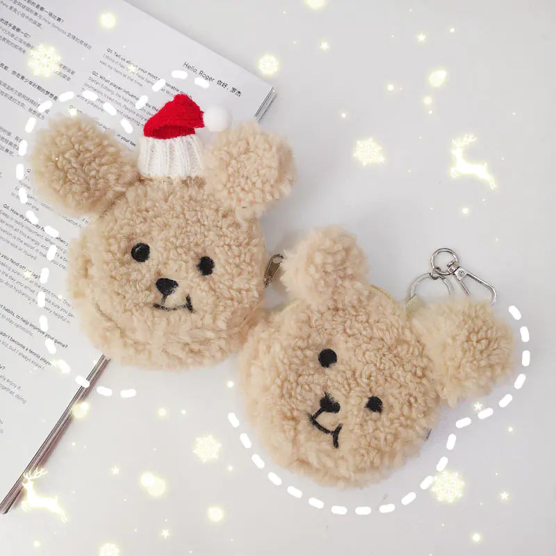 Plush Bear Coin Purse with Keychain Pendant